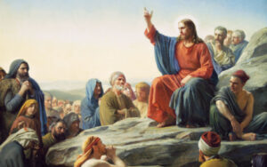 Pintura de Jesus no sermão da montanha, de